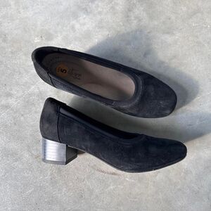 Clark’s Black suede-like block heel shoes